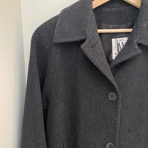 XL Vintage Jones New York Charcoal Colored Wool Trench Coat